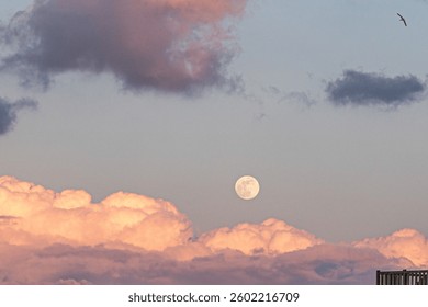 Pink cloud with full moon