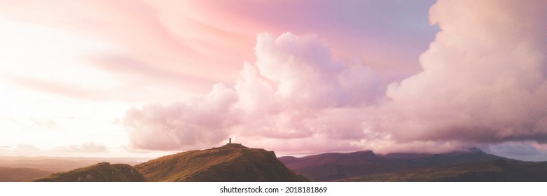 Pink cloudy sky social banner - Powered by Shutterstock