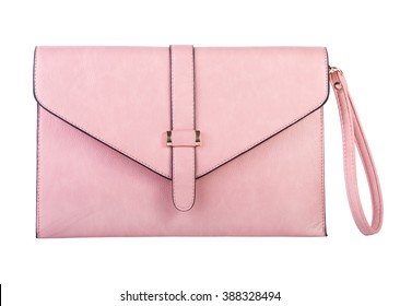 Pink Clutch Bag Isolated On White Background