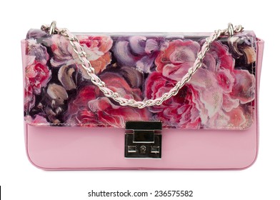 Pink Clutch Isolated On White Background.