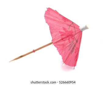 Pink Cocktail Umbrella Isolated On White Background