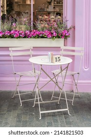 Pink Coffee Shop Outdoor Seating