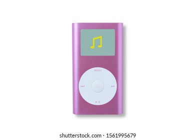 Pink Color Mp3 Player On White Background