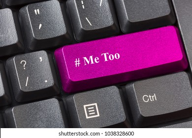 Pink Colored Me Too Button On Black Computer Keyboard. Sexual Harassment Concept.