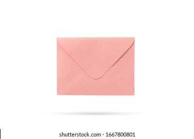 Pink Colour Envelope On Isolated White Background