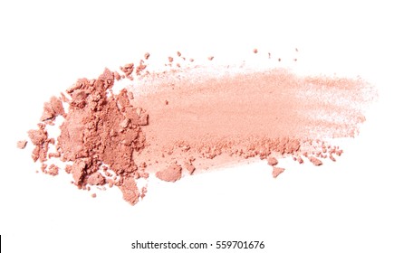 pink coral eyeshadow and blush trace isolated on white background
