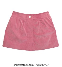 Pink Corduroy Skirt On White Background With Working Path