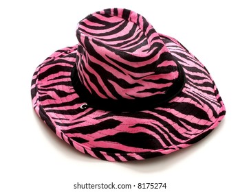 A pink costume pimp hat on a white background