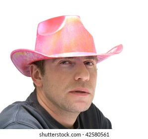 men pink cowboy hat