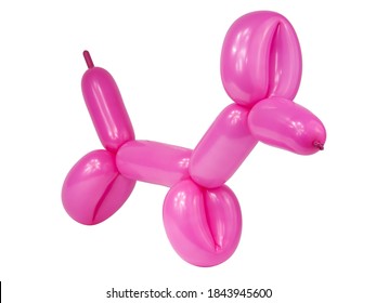 Pink craft balloon dog isolated on the white - Shutterstock ID 1843945600
