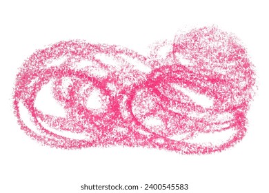 Pink crayon scribbles isolated on white background.