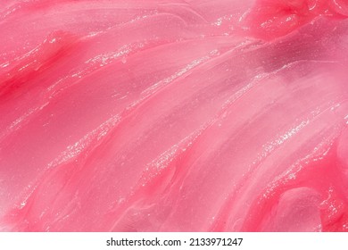 Pink Creamy Balm Product Closeup. Moisturising And Cleaning Beauty Product Sample Swatch. Cosmetic Smear Texture Background