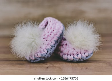 Pink Crochet Slippers For Baby