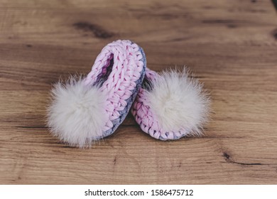 Pink Crochet Slippers For Baby