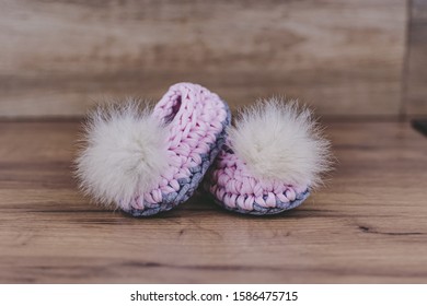 Pink Crochet Slippers For Baby