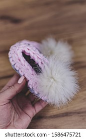 Pink Crochet Slippers For Baby