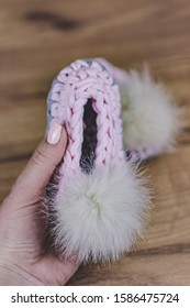 Pink Crochet Slippers For Baby