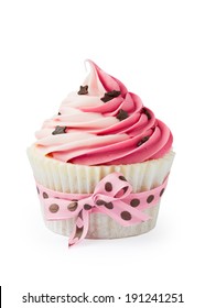 Pink Cupcake Isolated On White