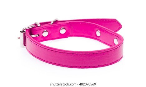 A Pink Dog Collar Isolated On A White Background