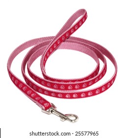 Pink Dog Leash Isolated On White Background