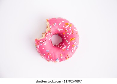 pink donut on white background