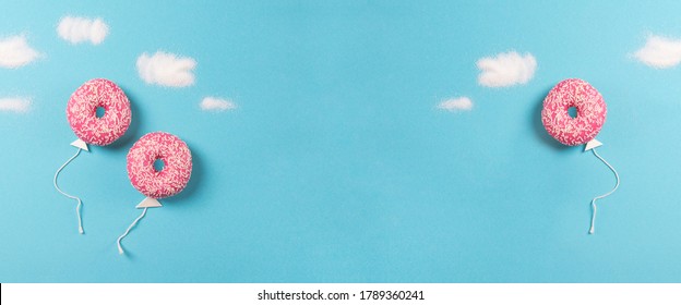 Pink Donut On Blue Background Creative Stock Photo 686565358 | Shutterstock