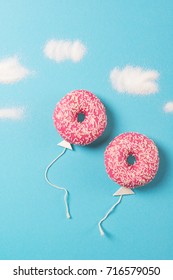 Pink Donut On Blue Background Creative Stock Photo 686565358 | Shutterstock