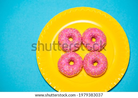 Similar – Image, Stock Photo Pink frosted donut Roll