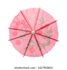 Pink Drink Umbrella Top View Cut Out On White.