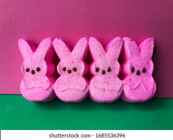 Pink Easter Marshmallow Peeps Candy.