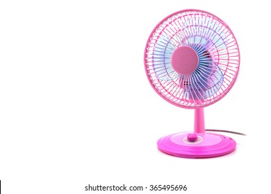 Pink Electric Table Fan Isolated On White Background