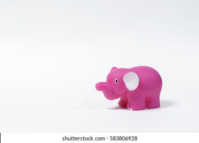 Pink Elephant Toy Isolated On White Background.