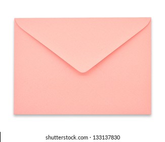 Pink Envelope On White Background