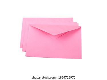 pink envelopes isloated on white background