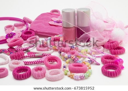 Pink fashion girly hair and nail accessories