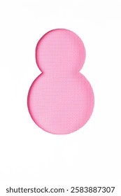 Pink figure eight with a textured pattern on a white background. Simplistic design for creative use.