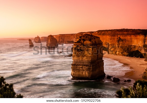 Pink filter,\
soft focus. Twelve Apostles Sea Rocks near Great Ocean Road , Port\
Campbell National Park,\
Australia