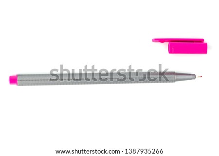 A pink fineliner in isolated white background