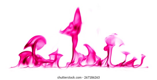 Pink Fire And Flames On White Background