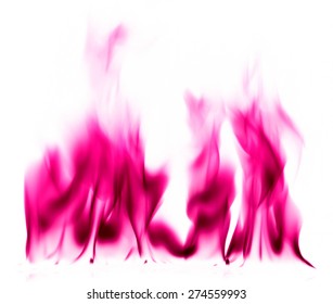 Pink Fire And Flames On White Background