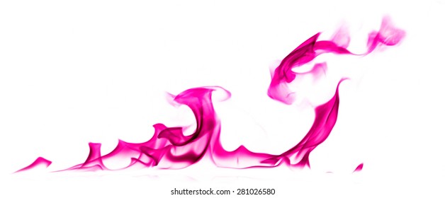 Pink Fire And Flames On White Background