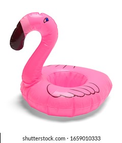 Pink Flamingo Pool Floaty Isolated on White Background.