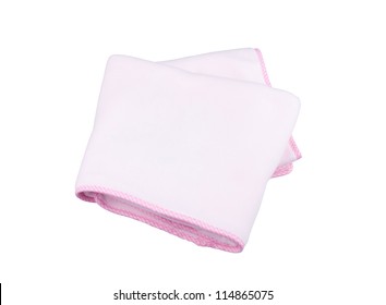 Pink Fleece Blanket For Baby On White Background