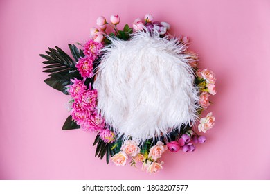 Pink Floral Digital Newborn Backdrop