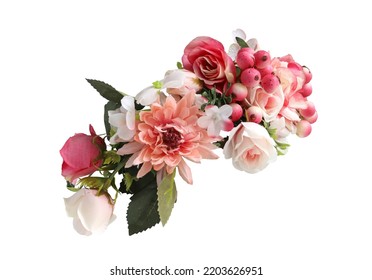 Pink Flower Crown Side View isolated on white background with clipping paths