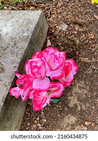 Pink Flowers At A Grave Site