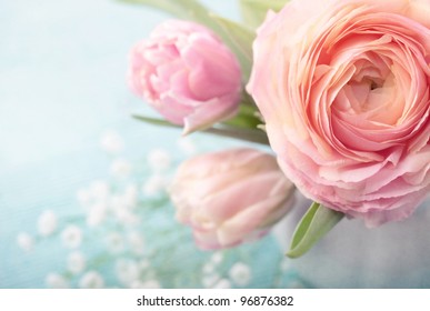 Pink Flowers In A Vase