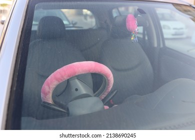 Pink Fluffy Car Steering Wheel Cover