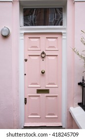 Pink Front Door Of A Beautiful Old English Town House