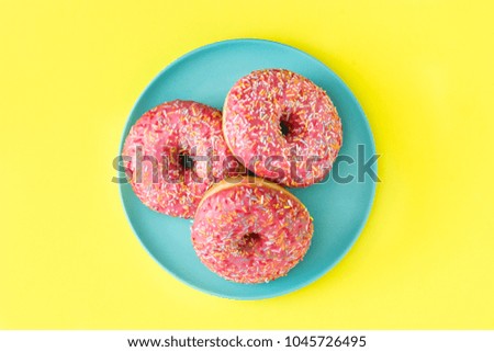 Image, Stock Photo Pink frosted donut Roll